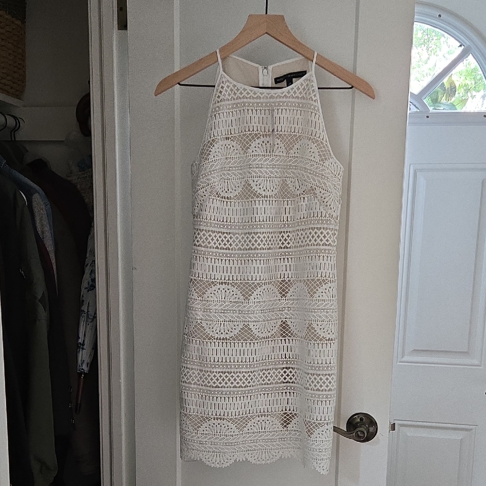 White House Black Market Ivory Lace Mini Dress
